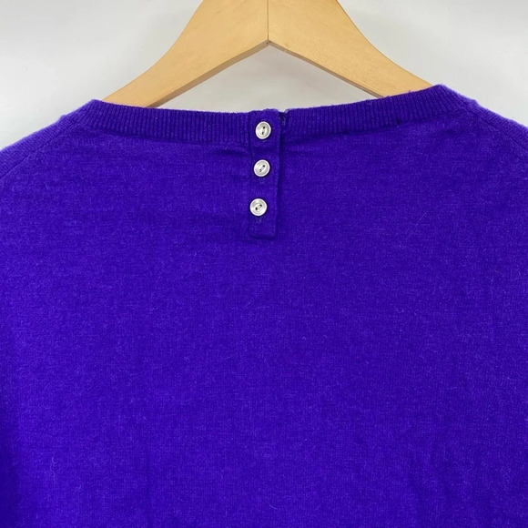 Talbots Pullover‎ Sweater Women Size Large Purple Lambswool Long Sleeve Knit - Picture 7 of 11